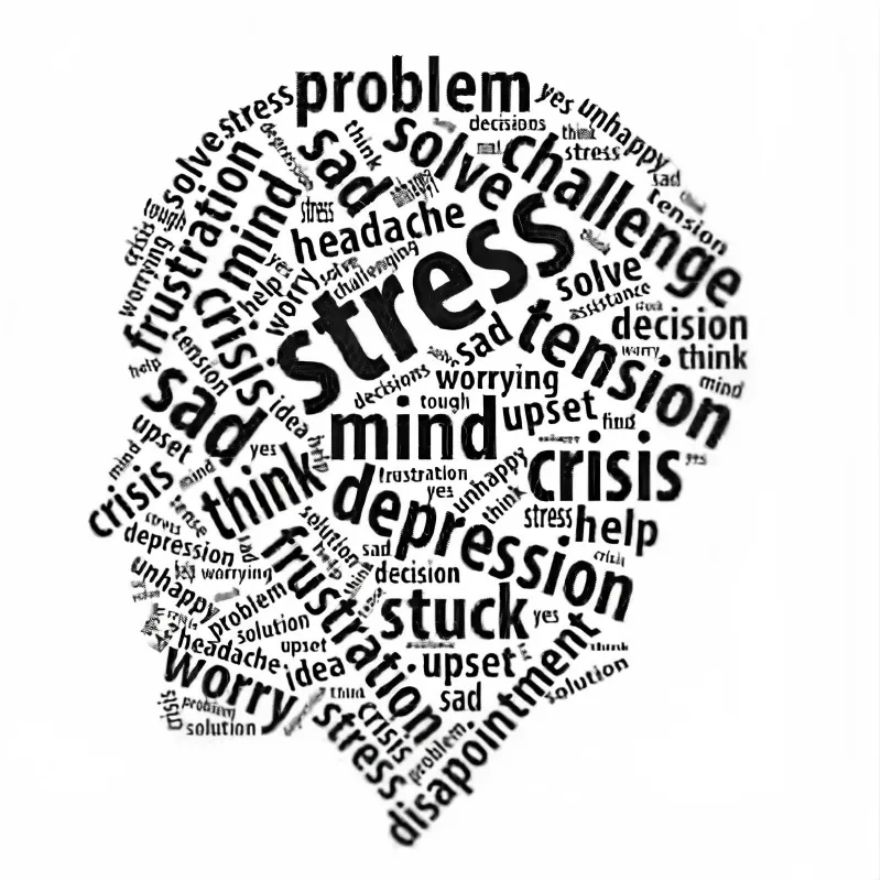 Stress Depression Mental Health Word Cloud